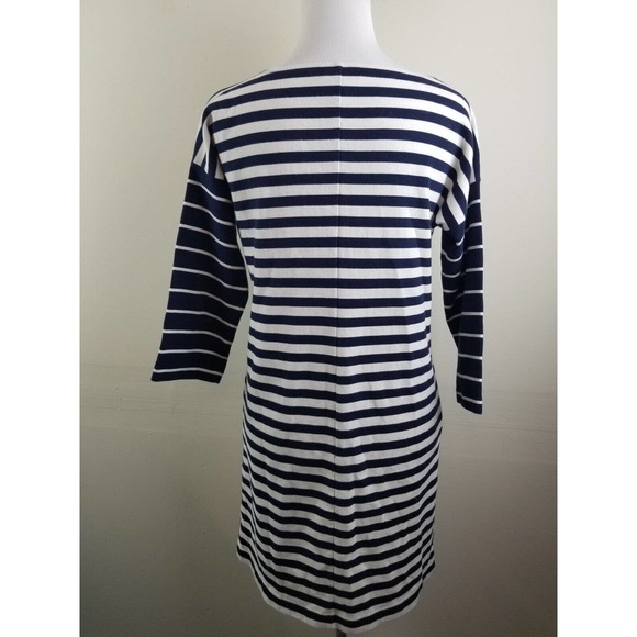 J. Crew Nautical Stripe Long Sleeve Jersey Casual Dress XS Blue Boat Neck - Picture 2 of 7